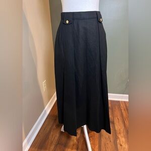 Cottage Tailor Black Maxi Wool Vintage 70/80s Skirt With Gold Buttons